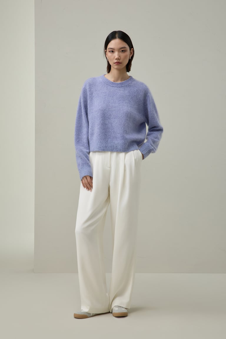 Brushed Seamless Two-Tone Cashmere Sweater