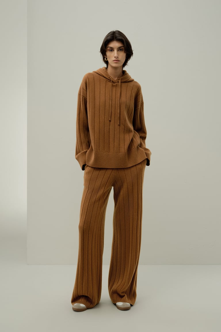 Ribbed Hooded Knit Top