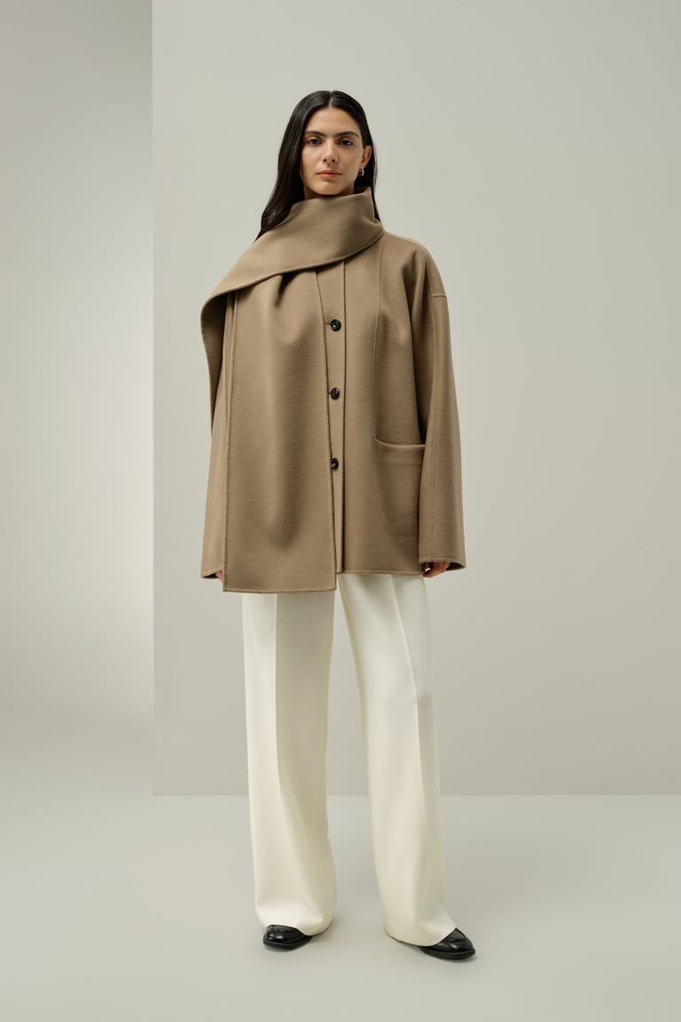Double-Faced Silk Wool Blend Coat