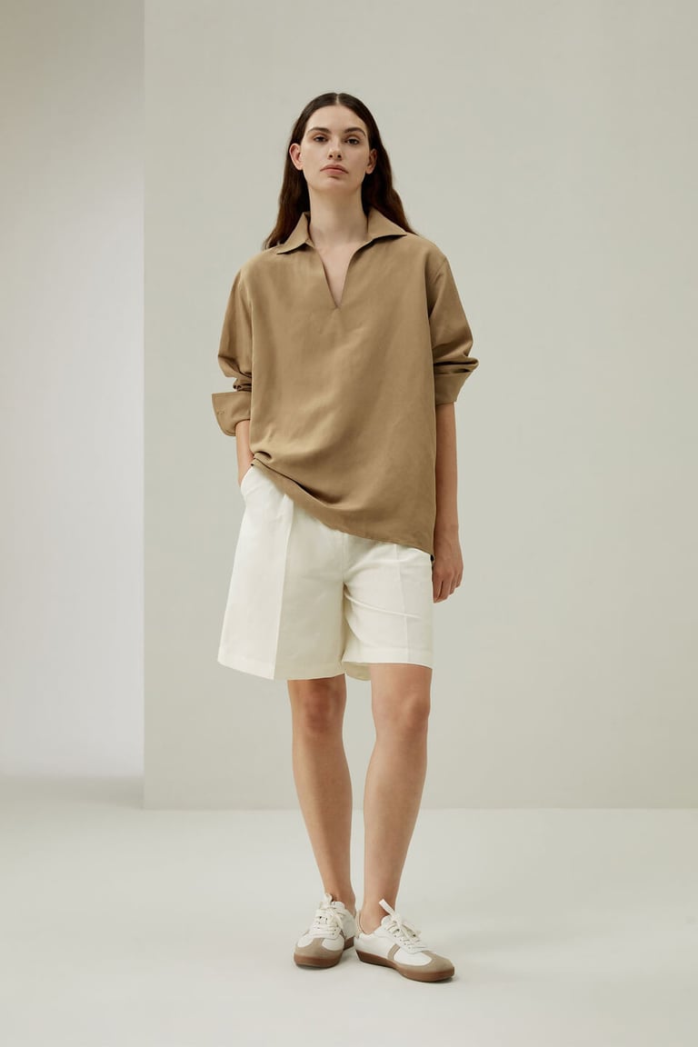 Oversized Silk-Linen Blend Shirt