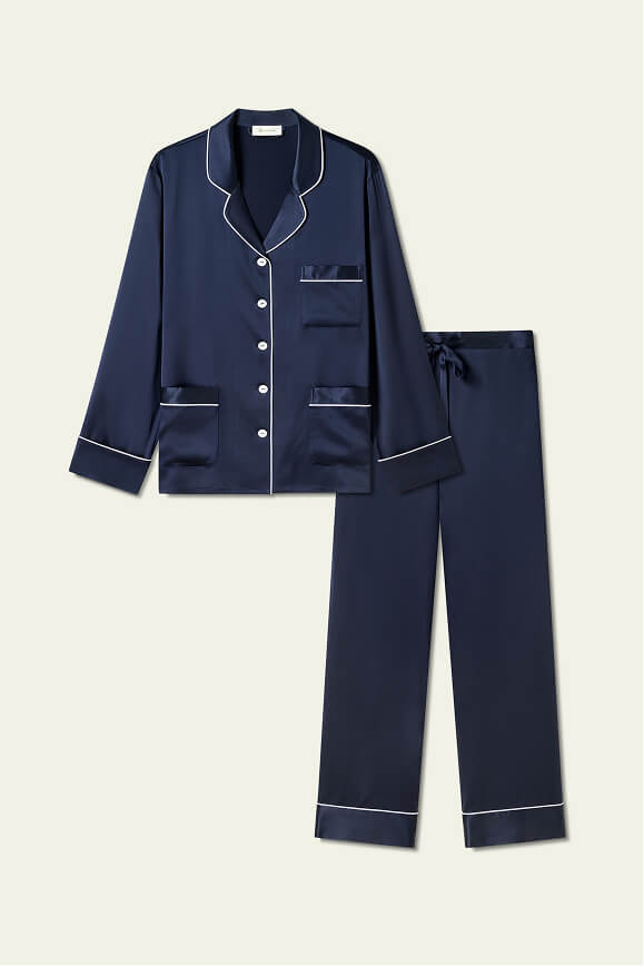 Chic Trimmed women Silk Pajamas Set