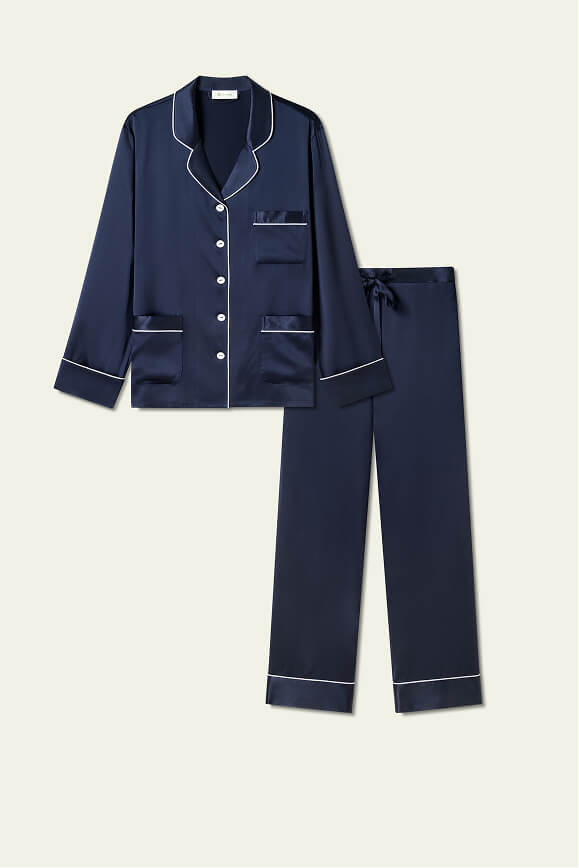 Chic Trimmed women Silk Pajamas Set