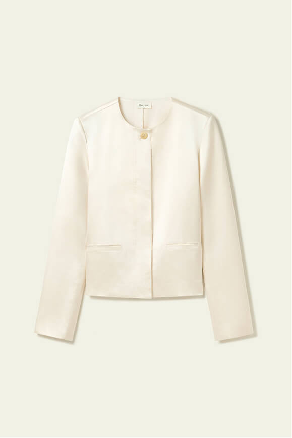 Silk-Wool Lustre Cropped Jacket