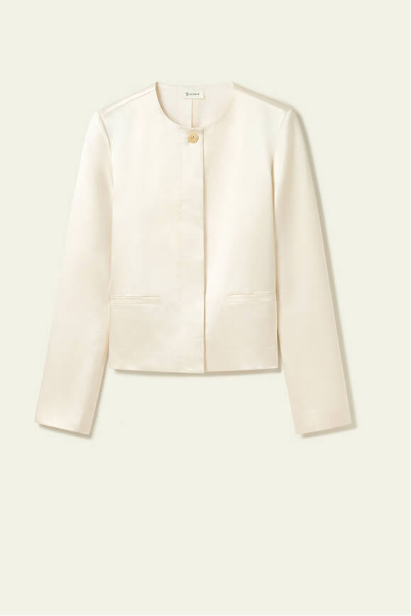 Silk-Wool Lustre Cropped Jacket