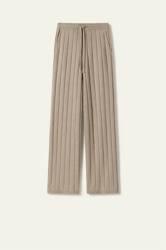 Ribbed Wide-Leg Pants