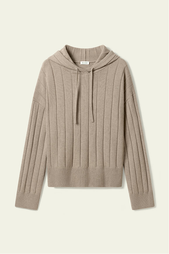 Ribbed Hooded Knit Top
