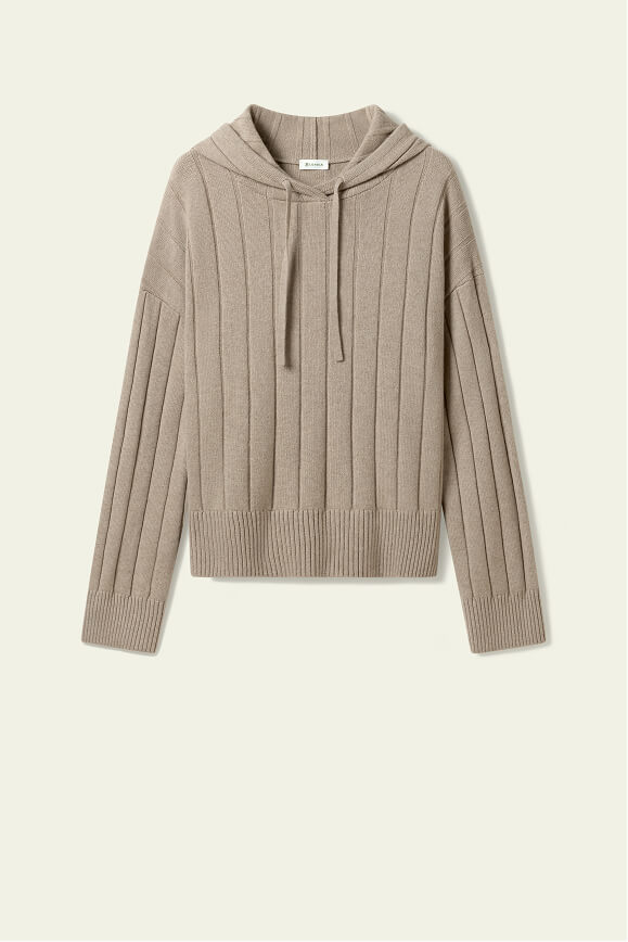 Ribbed Hooded Knit Top
