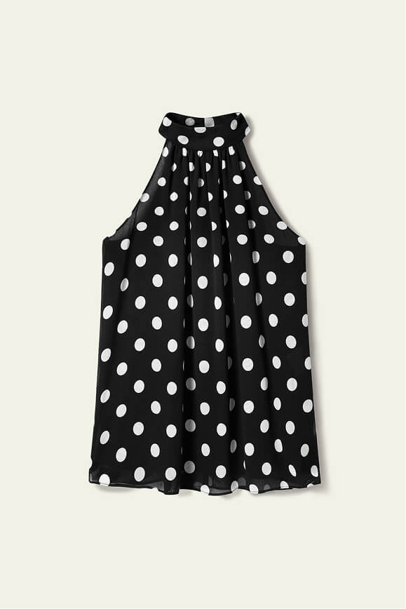 Convertible Silk Georgette Polka Dot Top