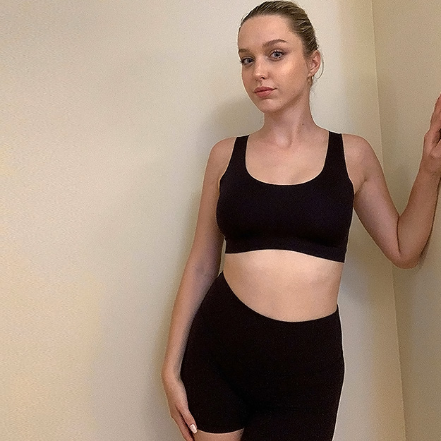 This silk sports bra keeps you supported while keeping a smooth