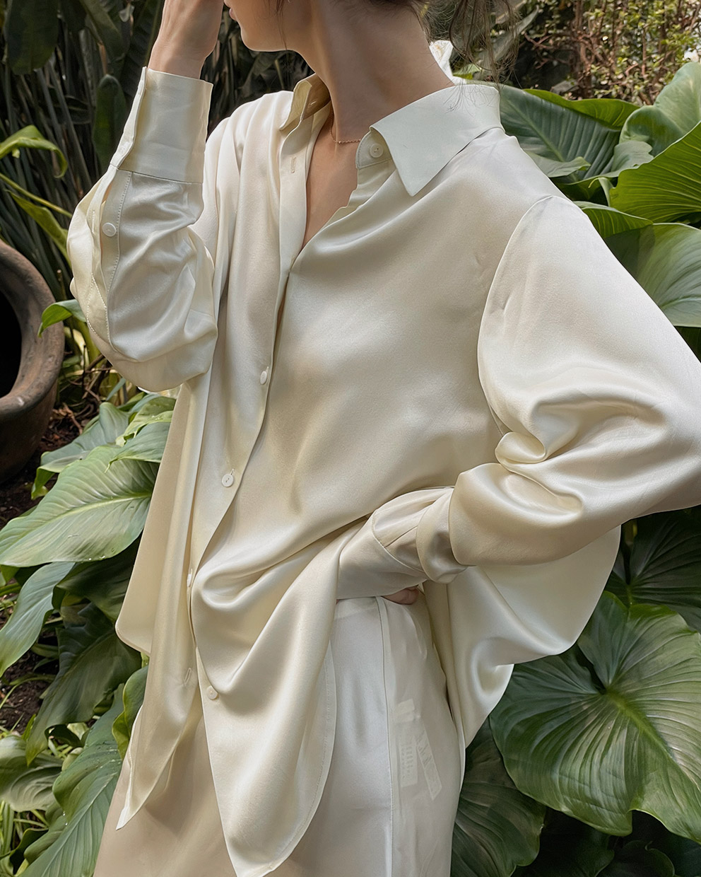 LilySilk SOS Silk Blouse Oversized Pure Silk Shirt Women Long Sleeve Button  Up Ladies Silk Top Elegant Office Luxury